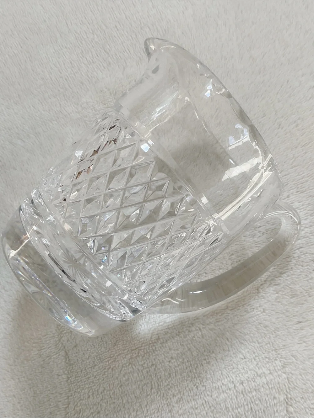 Signed Waterford Crystal Creamer Scalloped Rim Diamond Cut